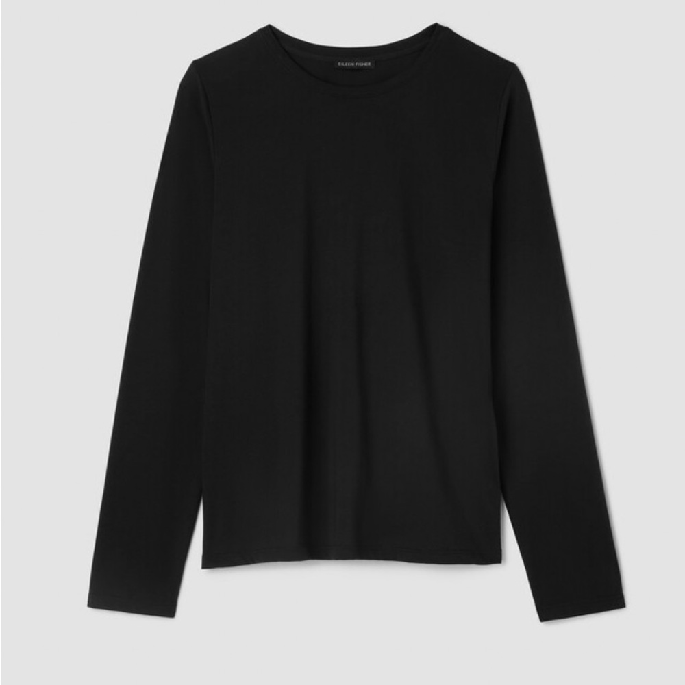 Eileen Fisher Black Long Sleeve Cotton Tee